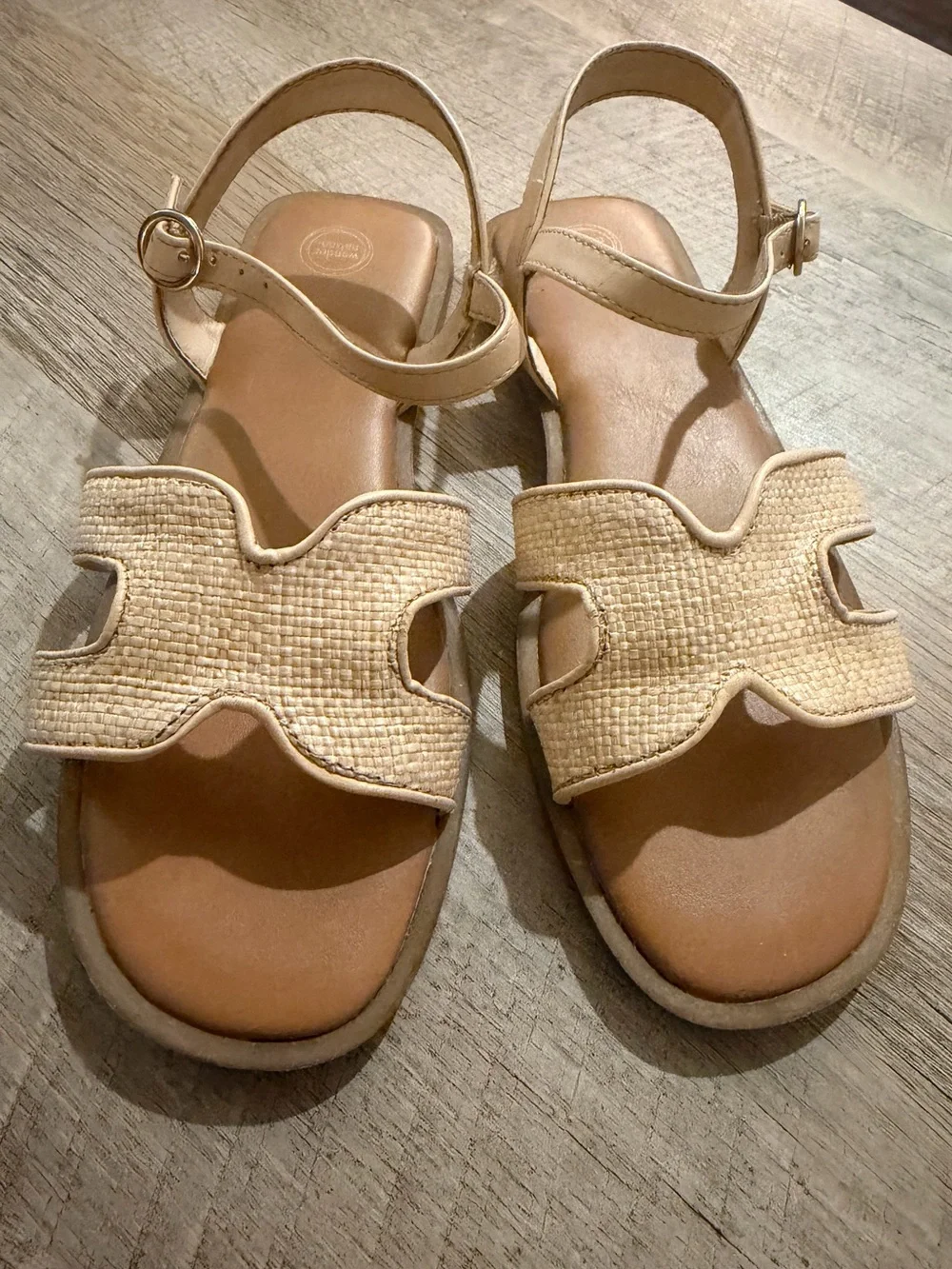 wonder nation Kids - Girls Beige Woven Strap Sandals